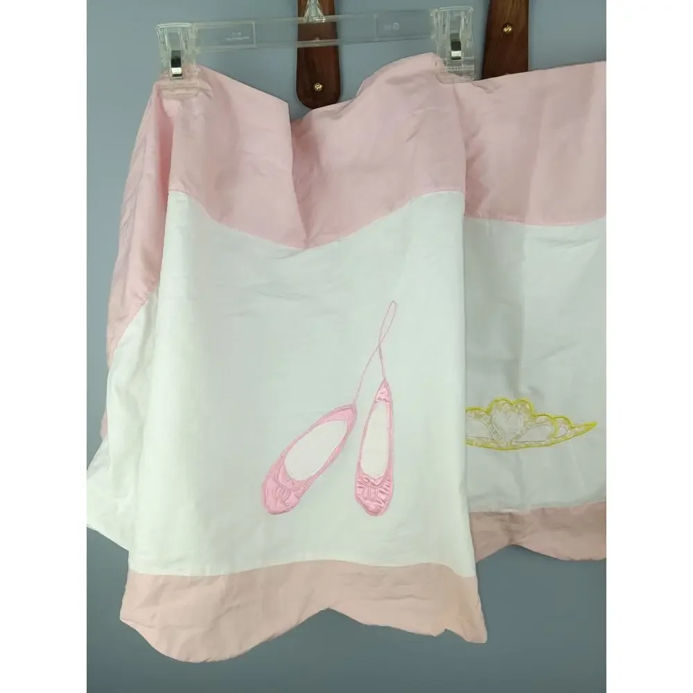 Ballet Recital Pink & White Ballet Embroidered Valance Curtain